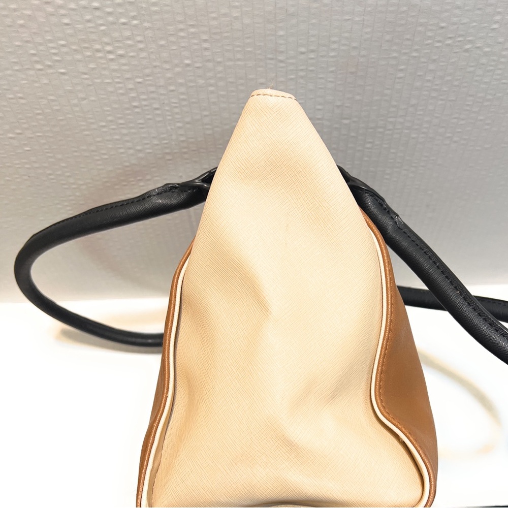 Brown Color Block Nine West Handbag Purse with Black Carrying Handles Ladies